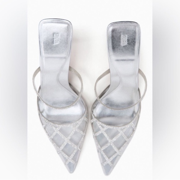 ZARA RHINESTONE VINYL MULES Size 38 - Picture 6 of 11